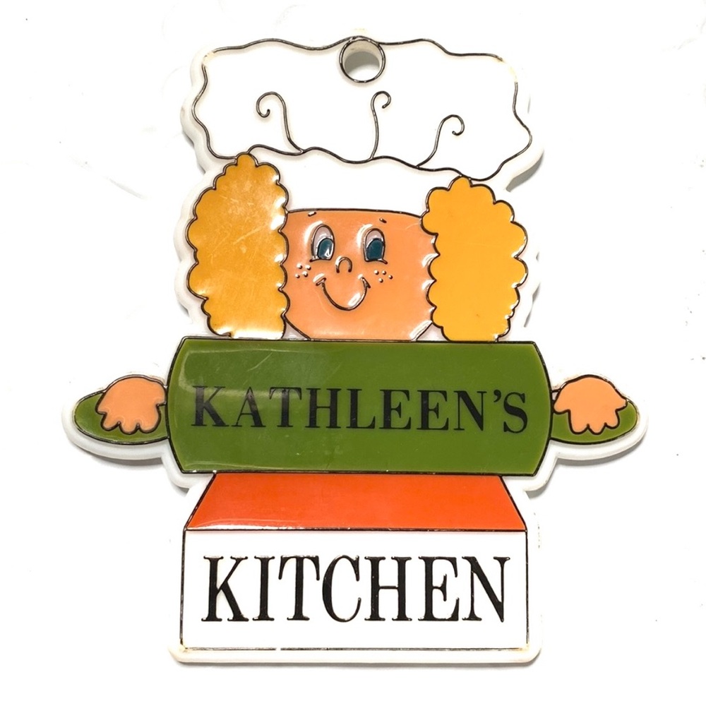 Vintage 80’s Kathleen's Kitchen Personalized  Woman Chef Magnet or Hanging Decor